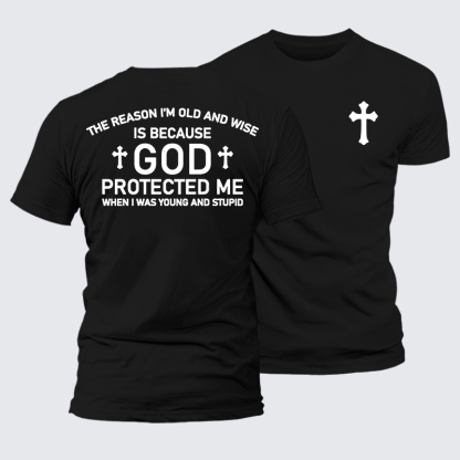 God Protected Me Jesus God Christian Premium Mercerized Cotton Tee