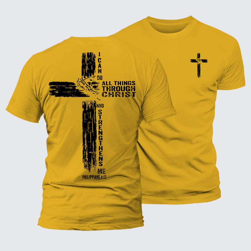 I Can Do All Things THrough Christ Jesus God Christian Premium Mercerized Cotton Tee