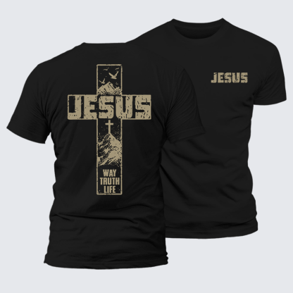 The Way, The Truth, The Life  Jesus God Christian Premium Mercerized Cotton Tee