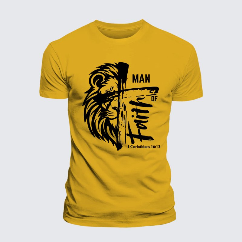 Man Of Faith Jesus God Christian Premium Mercerized Cotton Tee
