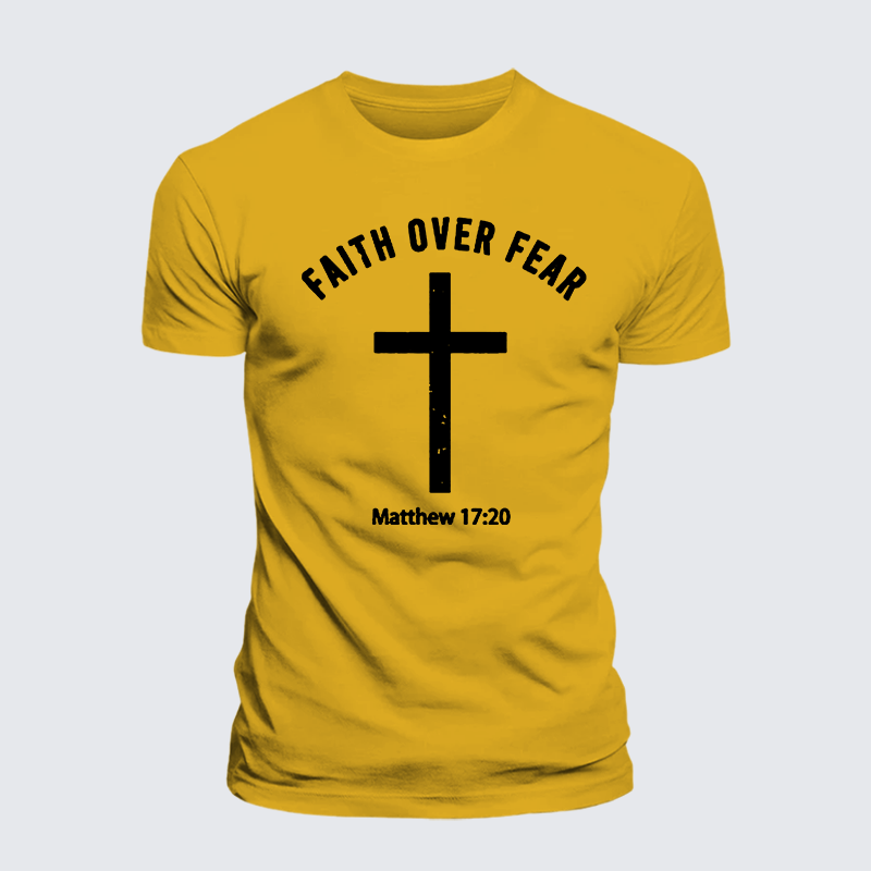 Faith Over Fear Jesus God Christian Premium Mercerized Cotton Tee