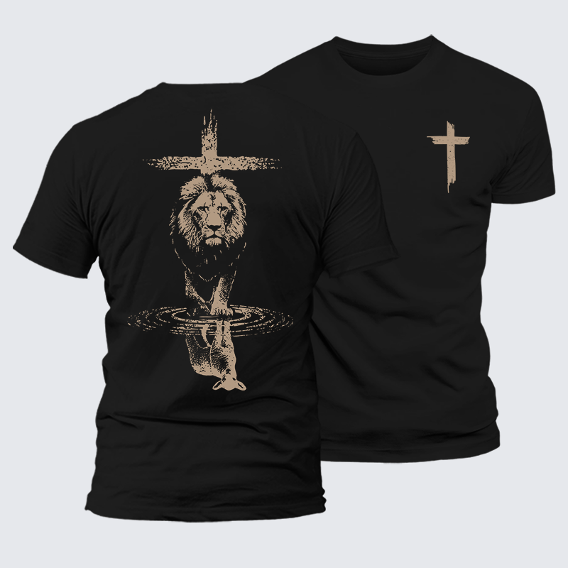 Power And Peace Faith Cross Jesus God Christian Premium Mercerized Cotton Tee