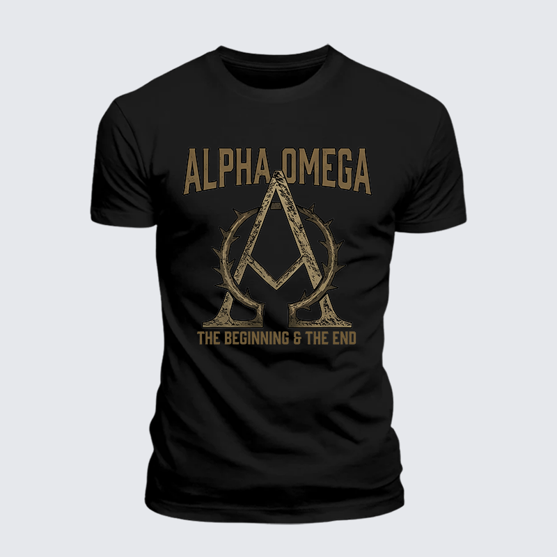 Alpha and Omega Jesus God Christian Premium Mercerized Cotton Tee