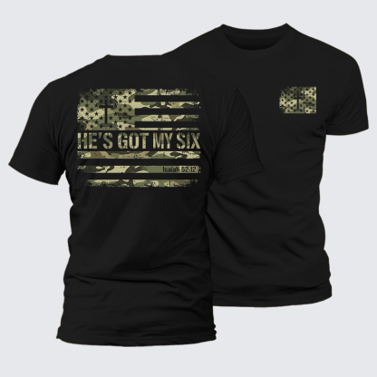 He's Got My Six Jesus God Christian Premium Mercerized Cotton Tee