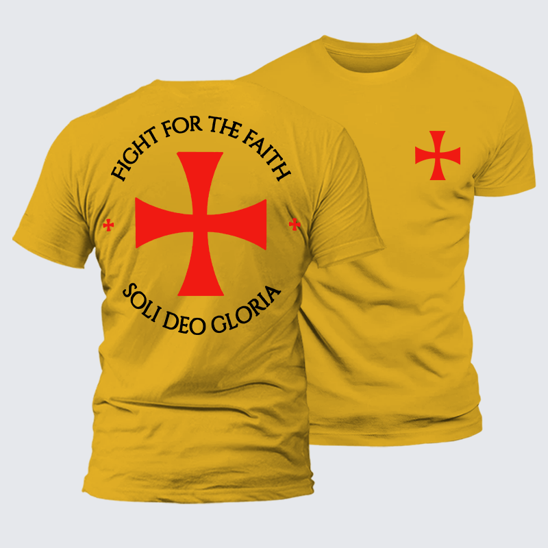 Fight for the Faith – Templar Cross Crusader Knight  Jesus God Christian Premium Mercerized Cotton Tee