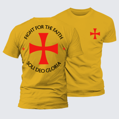 Fight for the Faith – Templar Cross Crusader Knight  Jesus God Christian Premium Mercerized Cotton Tee