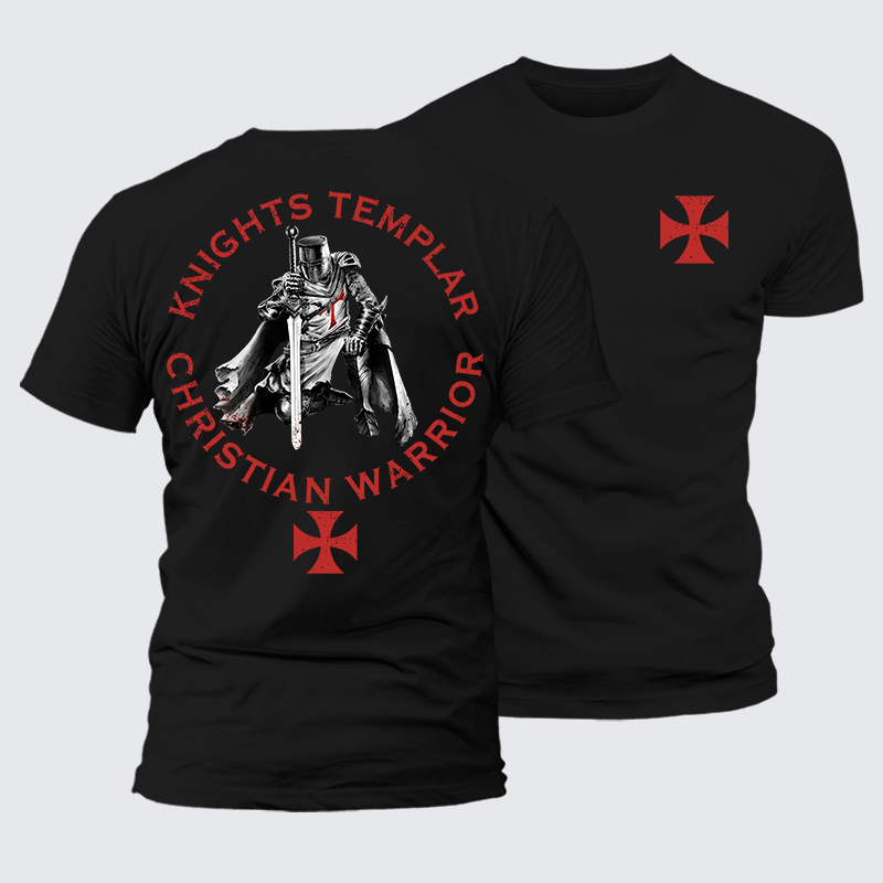 Knights Templar Templar Cross Crusader Knight  Jesus God Christian Premium Mercerized Cotton Tee