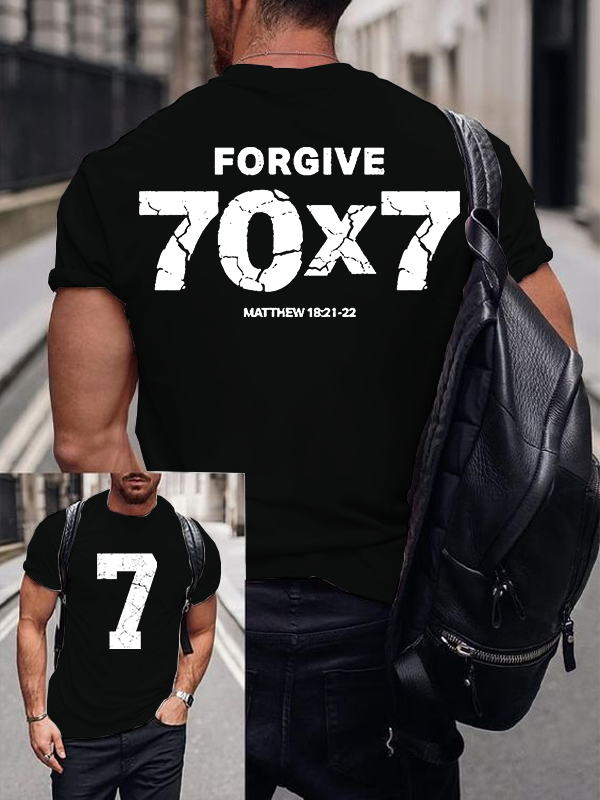 Forgive 70 7 Jesus God Christian Cotton T-Shirt