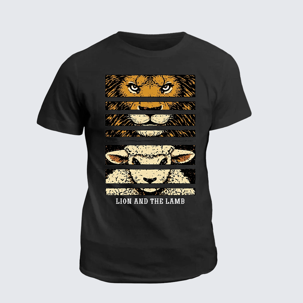Lion And The Lamb Jesus God Christian Cotton T-Shirt