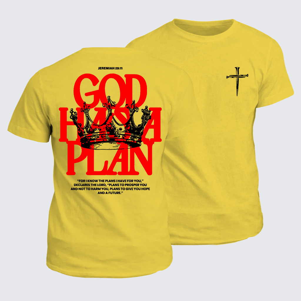 God Has A Plan Jesus God Christian Cotton T-Shirt