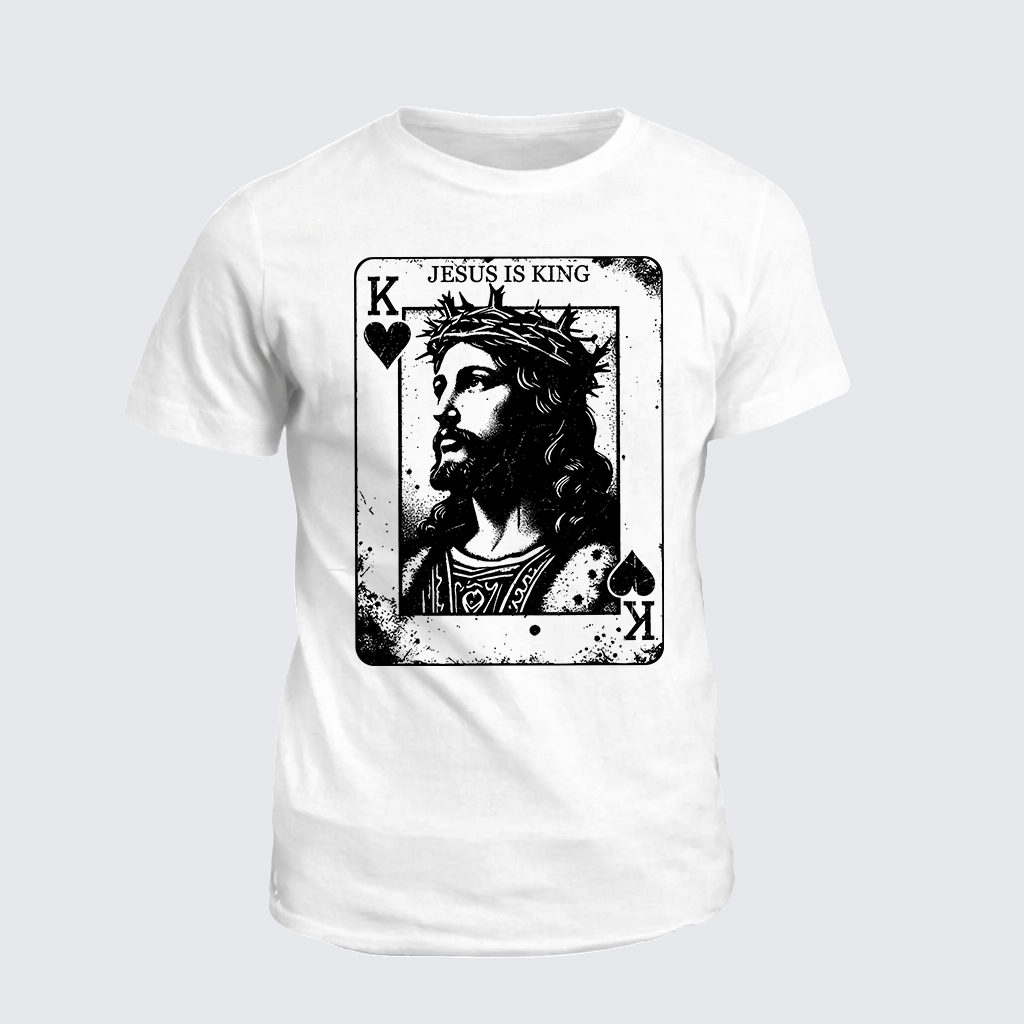 Jesus Is King Card Jesus God Christian Cotton T-Shirt