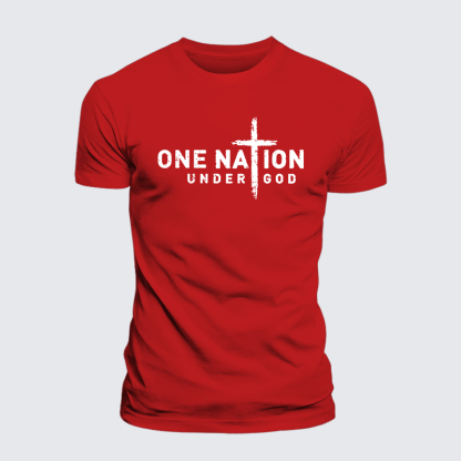One Nation Under God Cross Jesus God Christian Cotton T-Shirt
