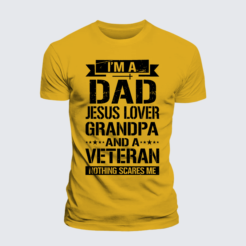 I'm A Dad-Jesus Lover-Grandpa-Veteran Jesus God Christian Premium Mercerized Cotton Tee