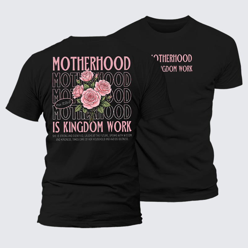 Motherhood Is Kingdom Work Jesus God Christian Premium Mercerized Cotton Tee