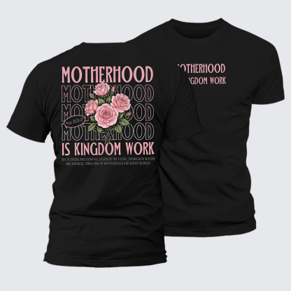 Motherhood Is Kingdom Work Jesus God Christian Premium Mercerized Cotton Tee