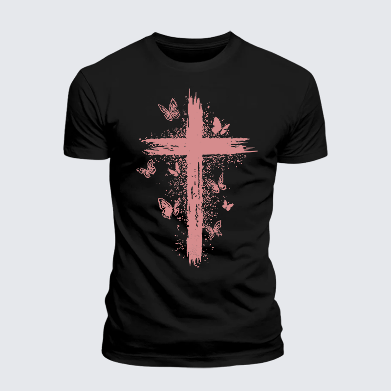 Butterfly Jesus God Christian Premium Mercerized Cotton Tee