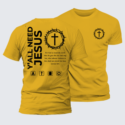 Y'All Need Jesus Jesus God Christian Premium Mercerized Cotton Tee