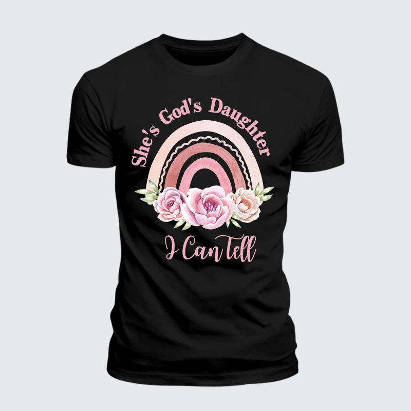 She's God's Daughter I Can Tell Jesus God Christian Premium Mercerized Cotton Tee