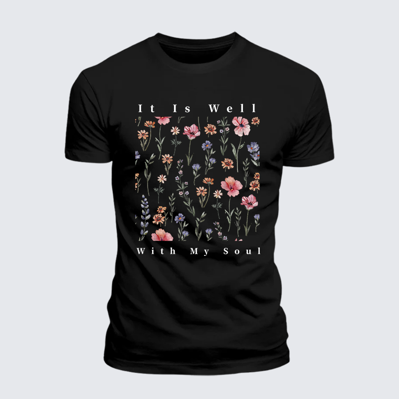 It Is Well With My Soul Jesus God Christian Premium Mercerized Cotton Tee