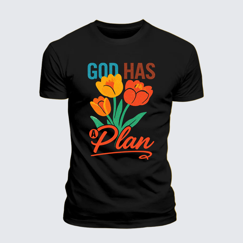 God Has A Plan Jesus God Christian Premium Mercerized Cotton Tee