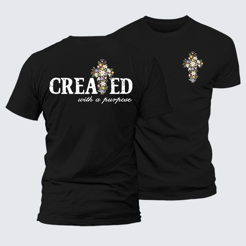 Created With Purpose Jesus God Christian Premium Mercerized Cotton Tee