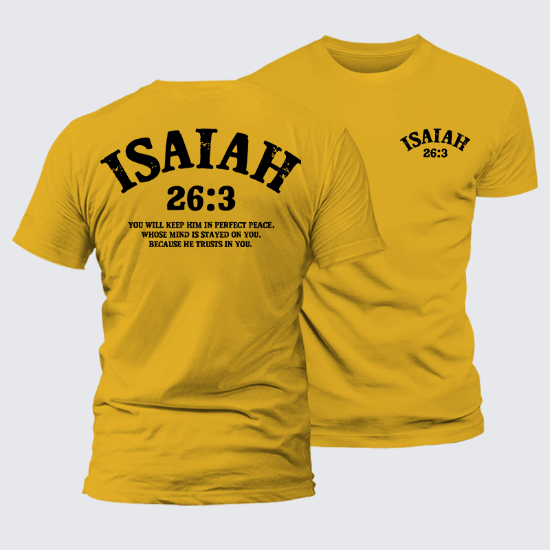 Isaiah 26:3 Perfect Peace Jesus God Christian Premium Mercerized Cotton Tee