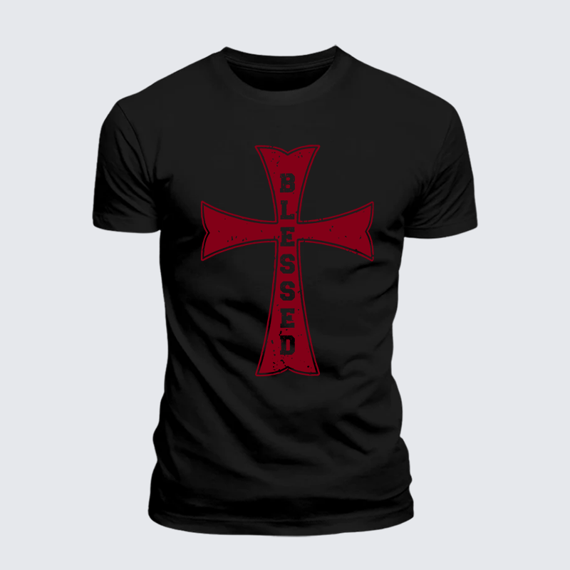 Blessed Cross Jesus God Christian Premium Mercerized Cotton Tee