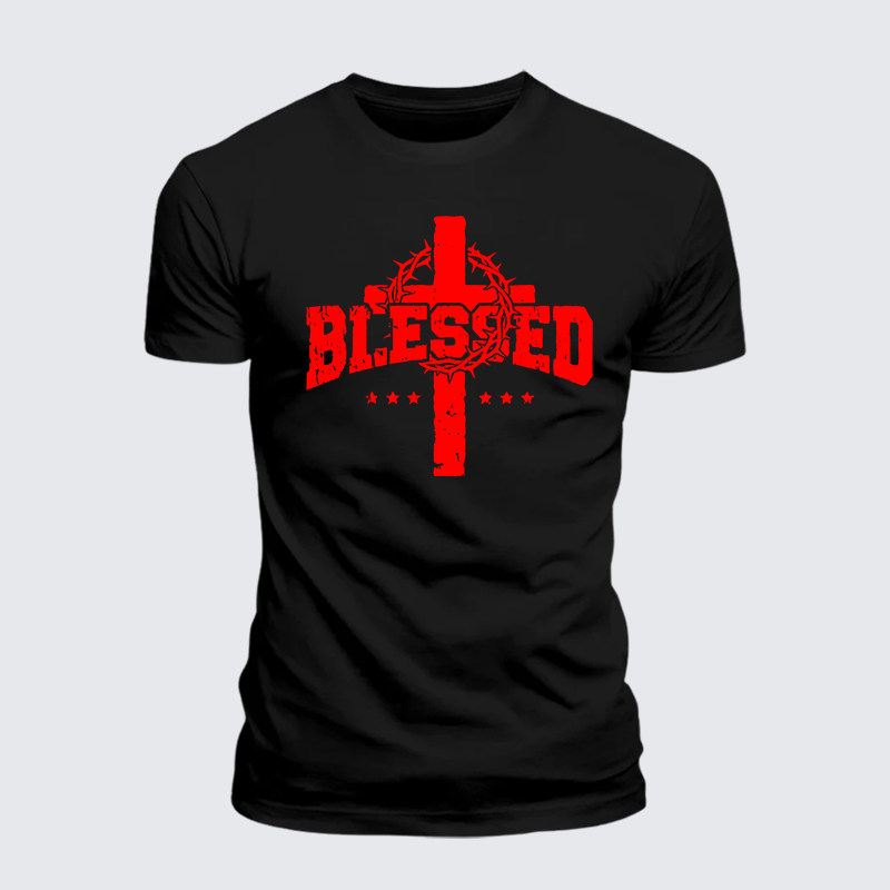 Blessed Cross Jesus God Christian Premium Mercerized Cotton Tee