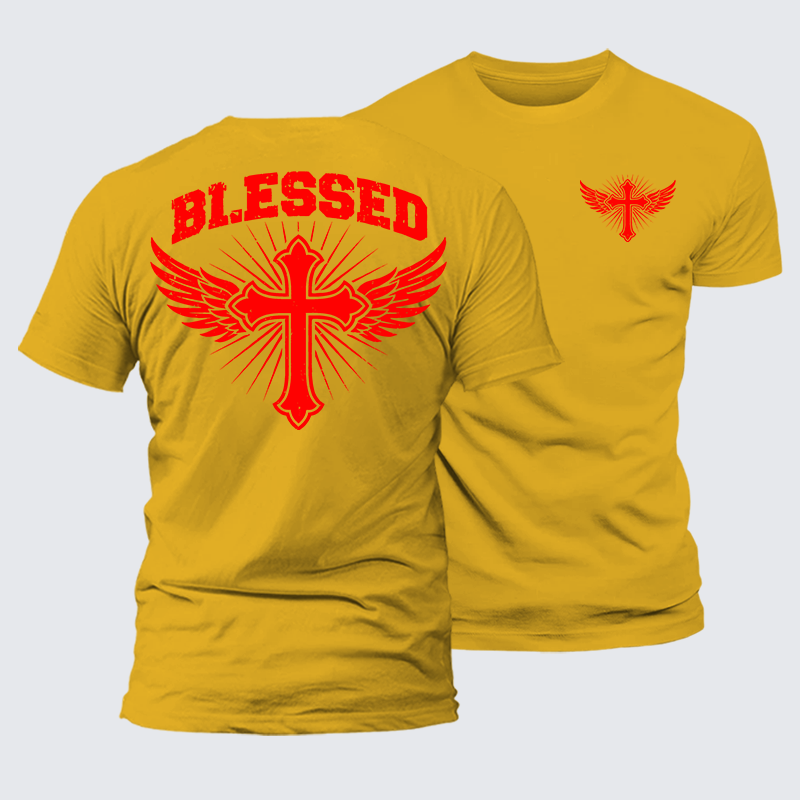 Blessed Cross Jesus God Christian Premium Mercerized Cotton Tee