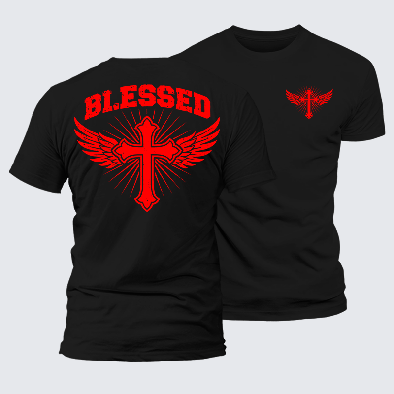 Blessed Cross Jesus God Christian Premium Mercerized Cotton Tee