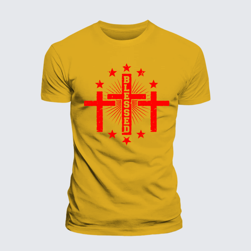 Blessed Cross Jesus God Christian Premium Mercerized Cotton Tee