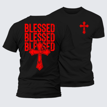 Blessed Cross Jesus God Christian Premium Mercerized Cotton Tee