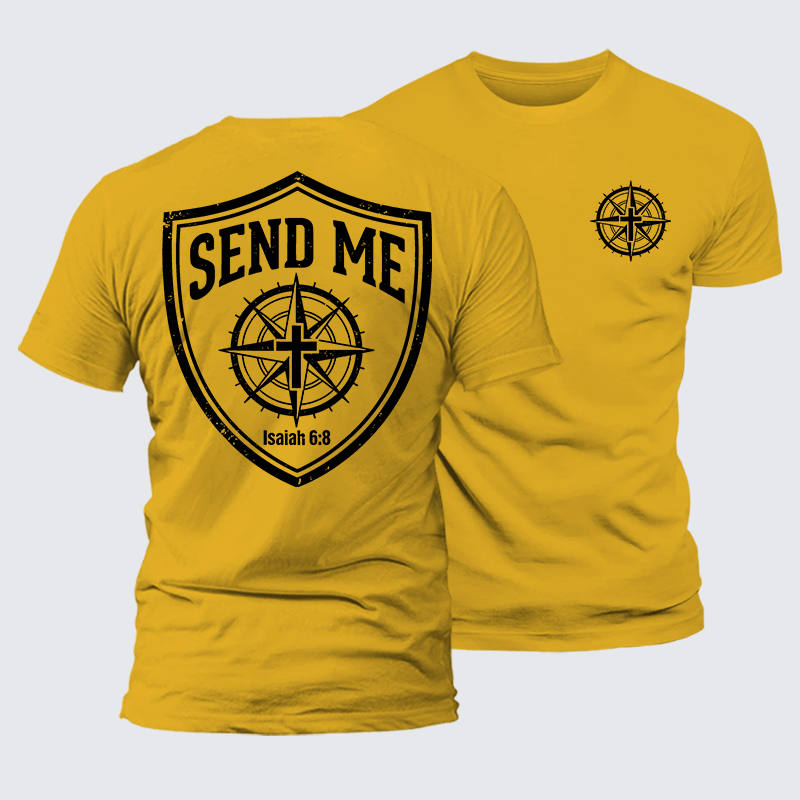 Isaiah 6:8 - SEND ME Jesus God Christian Premium Mercerized Cotton Tee
