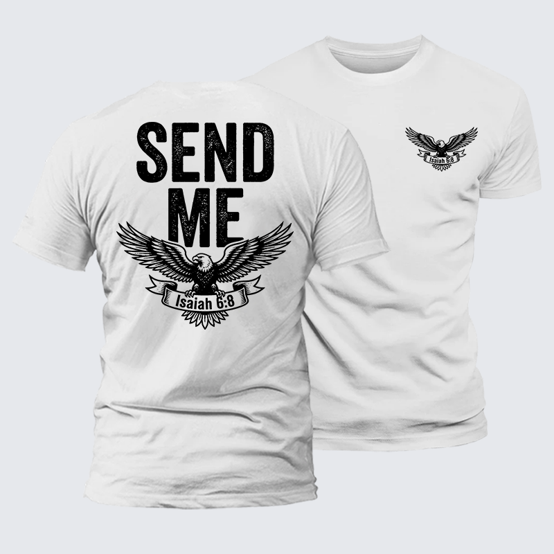 Isaiah 6:8 - SEND ME Jesus God Christian Premium Mercerized Cotton Tee