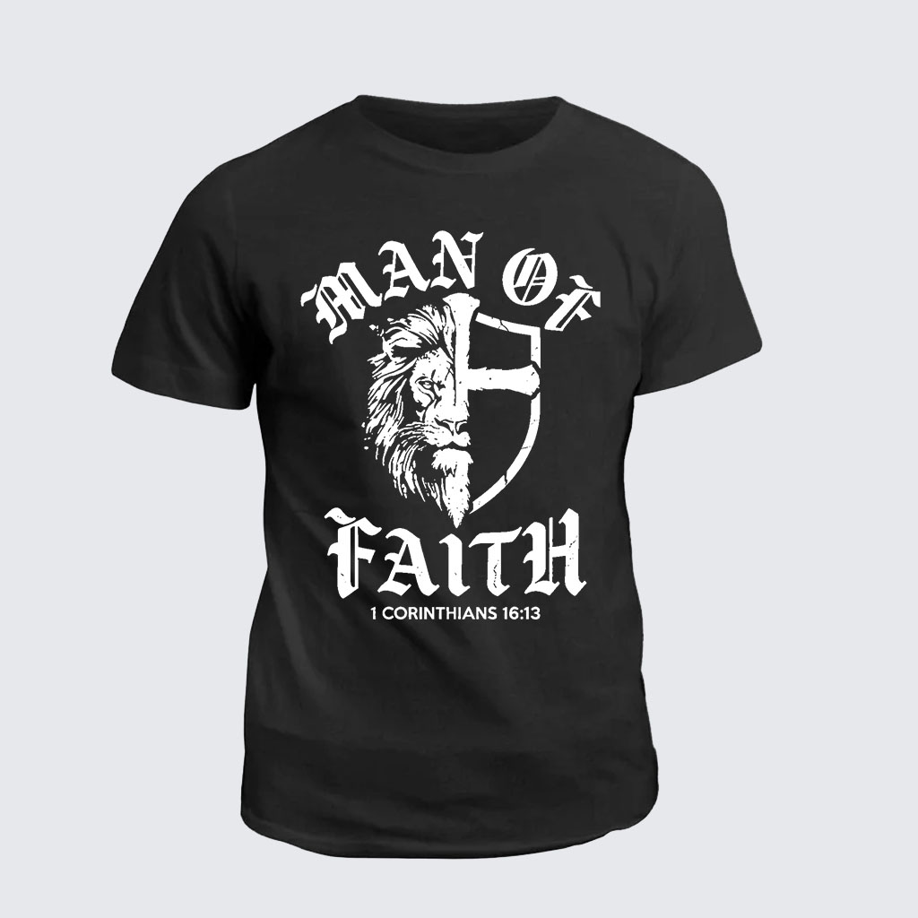 Man of Faith Jesus God Christian Cotton T-Shirt