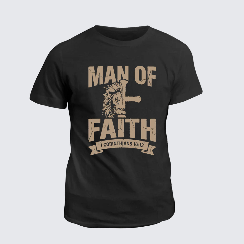 Man of Faith Jesus God Christian Cotton T-Shirt