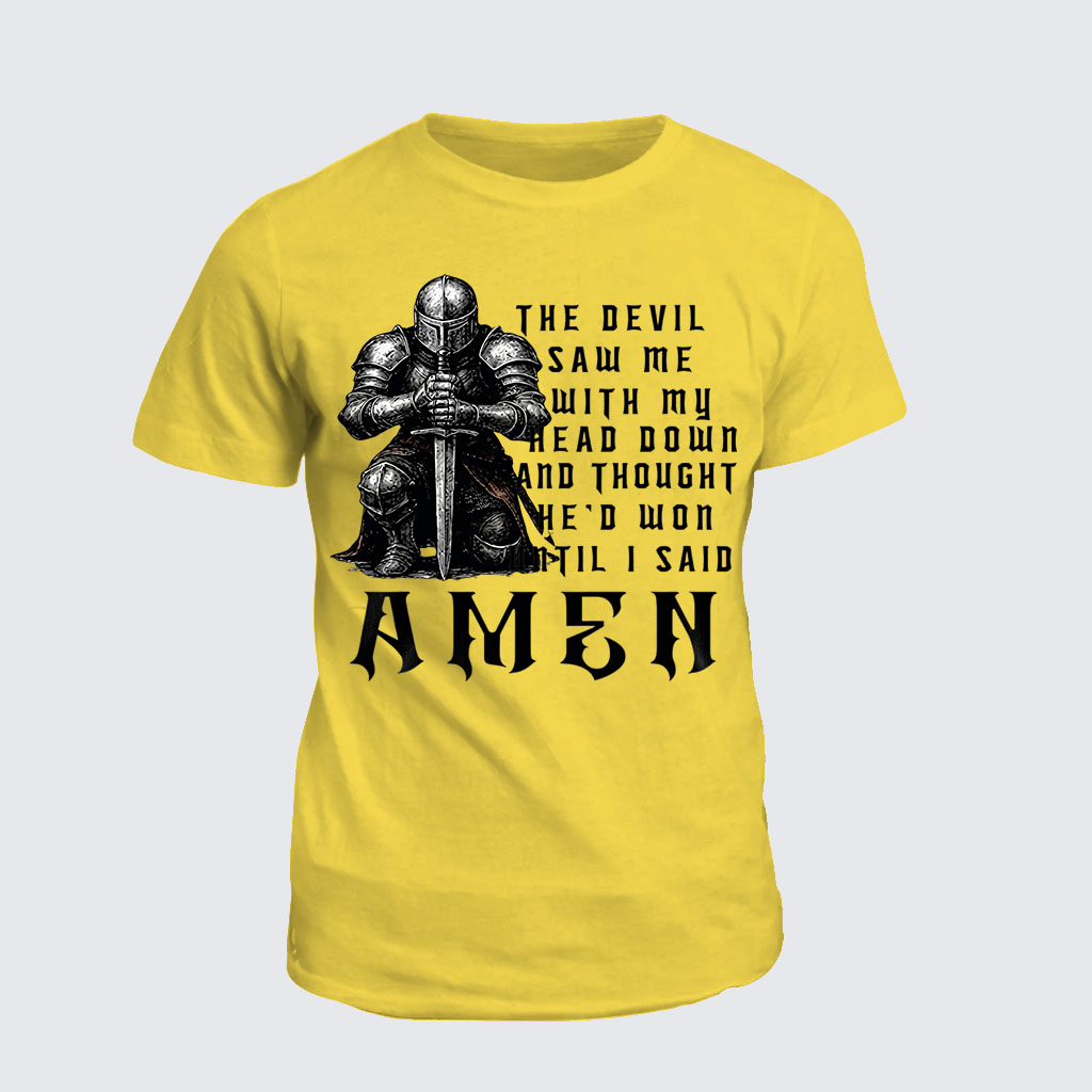 The Devil Saw Me With My Head Down Thought He'D Won Jesus God Christian Cotton T-Shirt