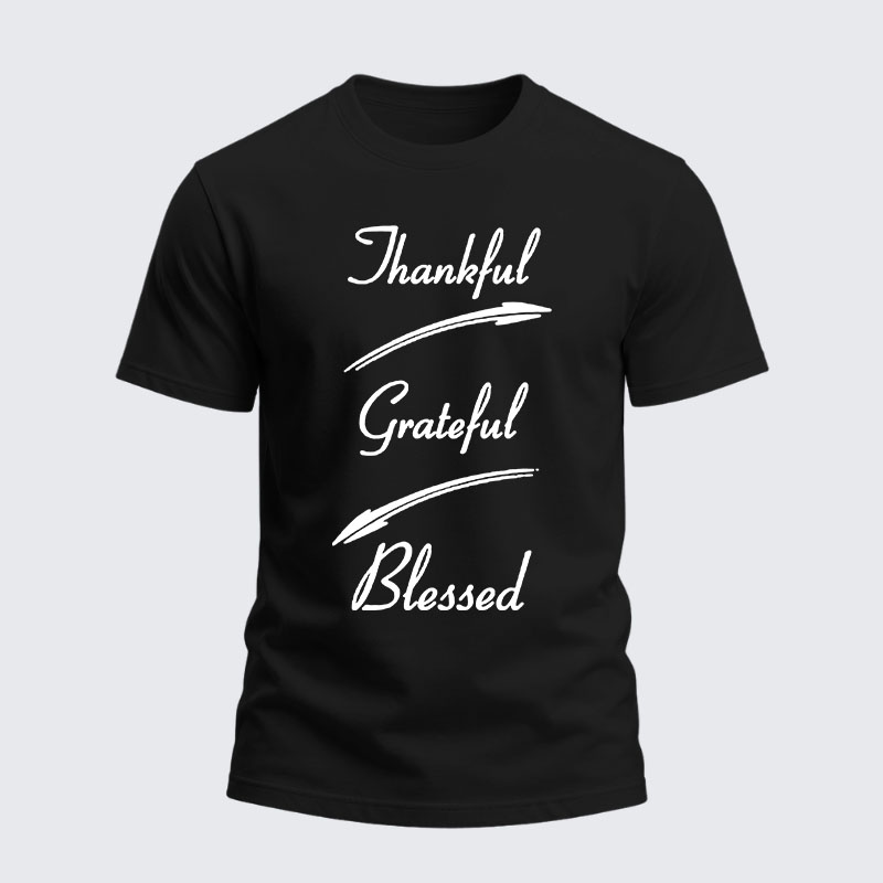 Heavyweight Cotton Tee - Thankful Grateful Blessed
