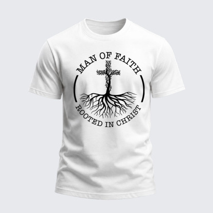 Heavyweight Cotton Tee - Man of Faith Rooted in Christ