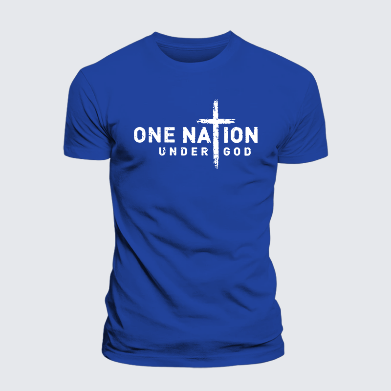 One Nation Under God Cross Jesus God Christian Cotton T-Shirt