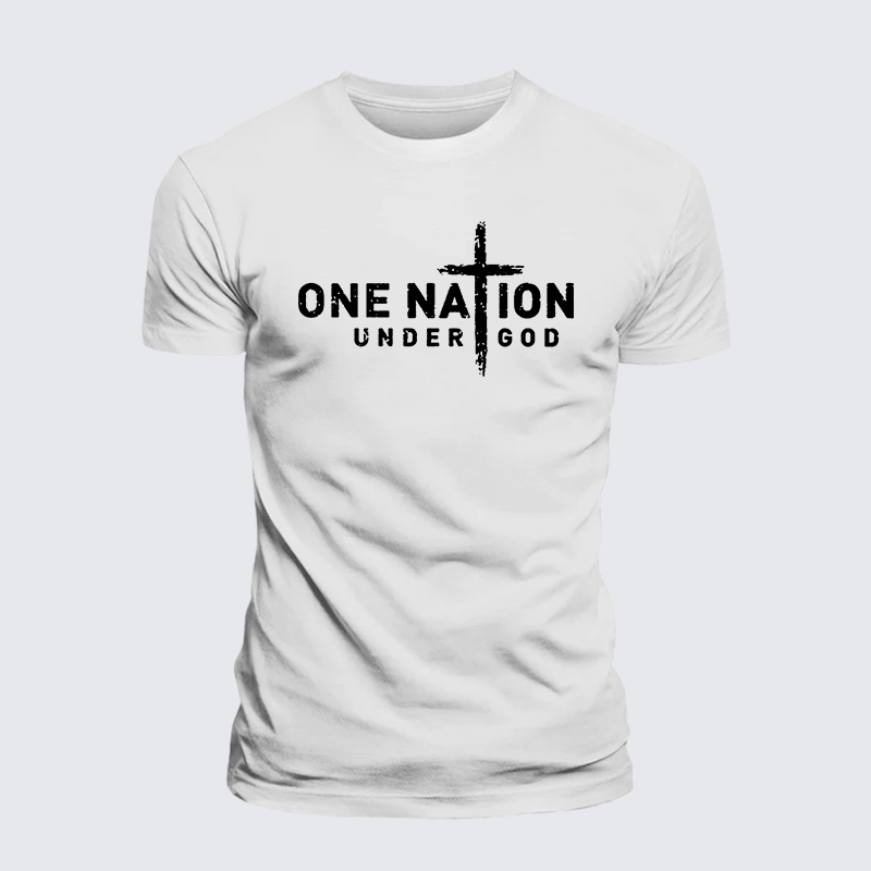 One Nation Under God Cross Jesus God Christian Cotton T-Shirt