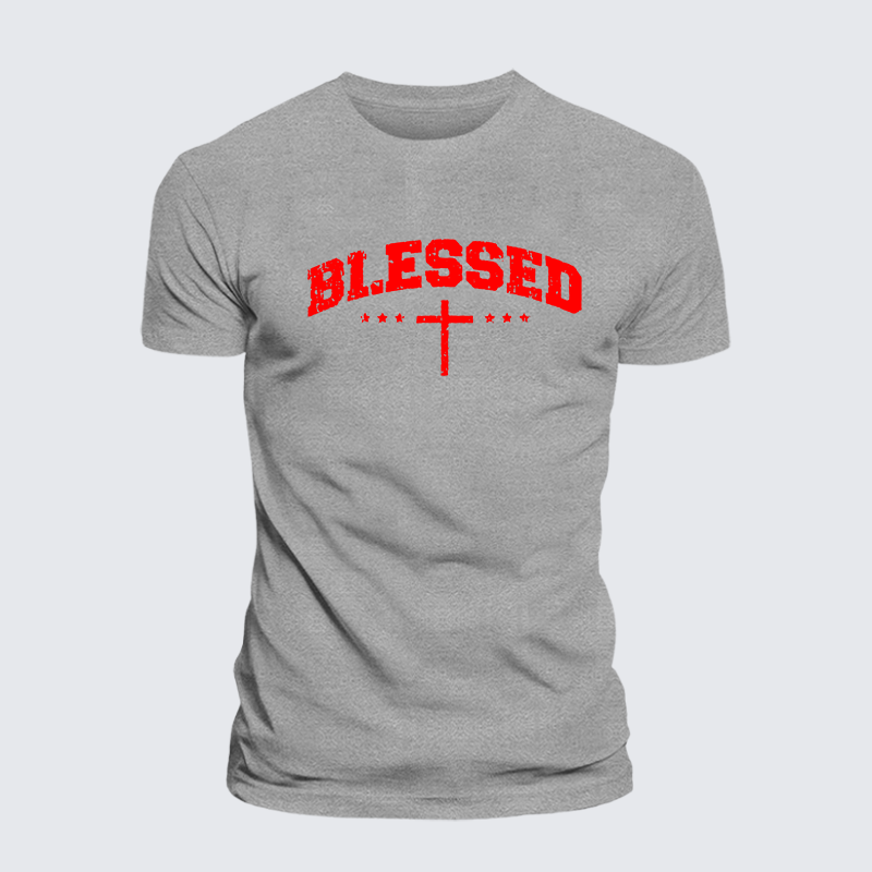 Blessed Cross Jesus God Christian Cotton T-Shirt