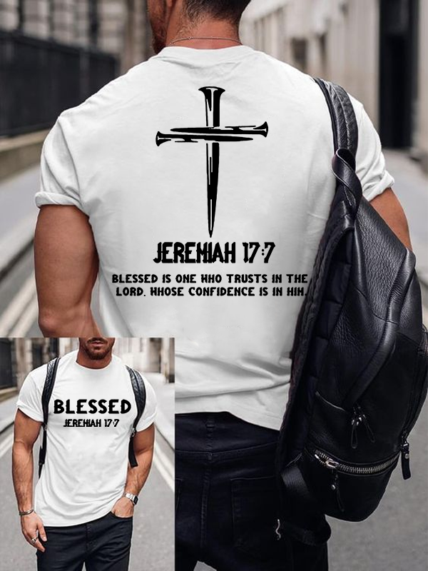 Blessed Is One Who Trusts In The Lord Jesus God Christian Cotton T-Shirt