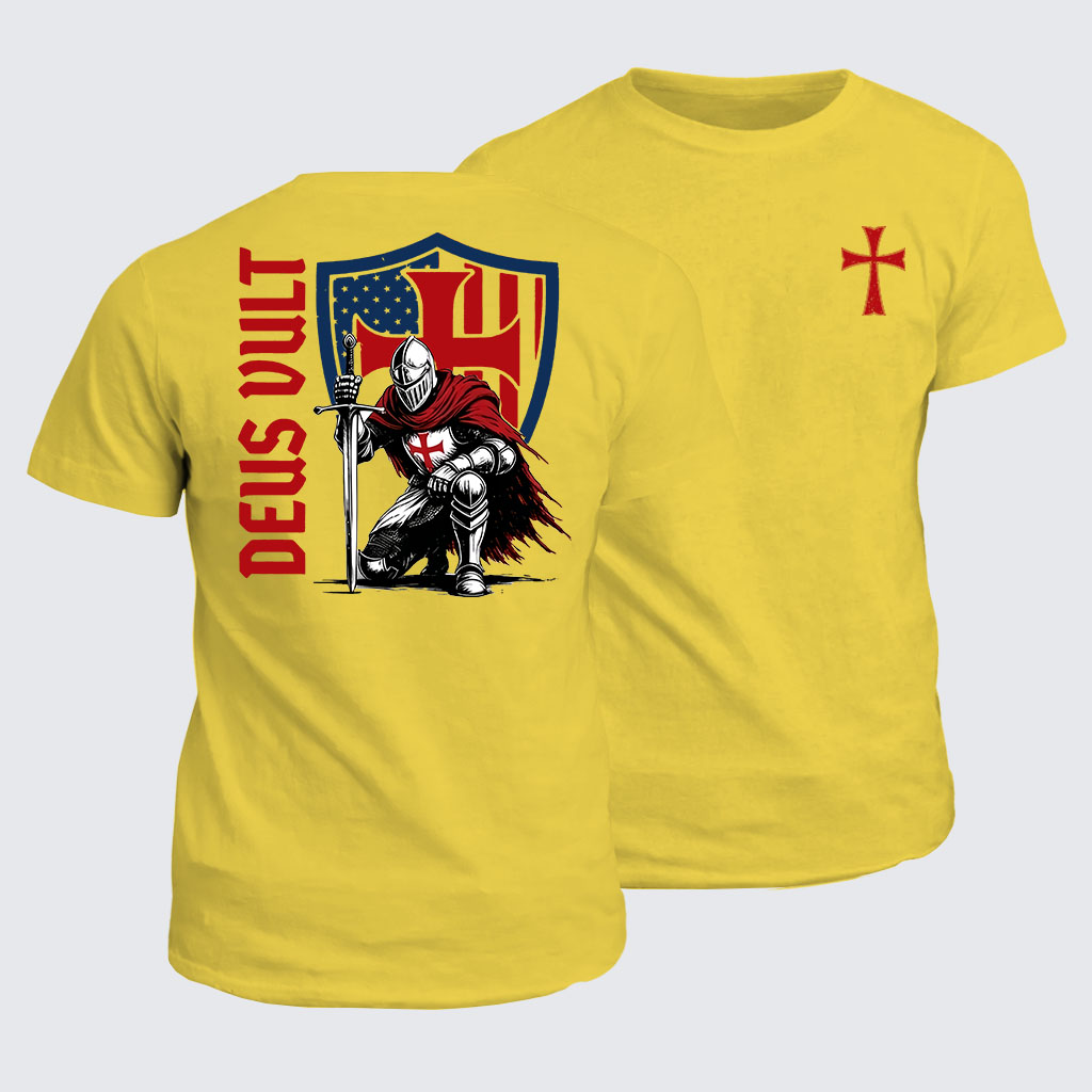 Classic Cotton Tee -  Templar Knight Crusader Deus Vult