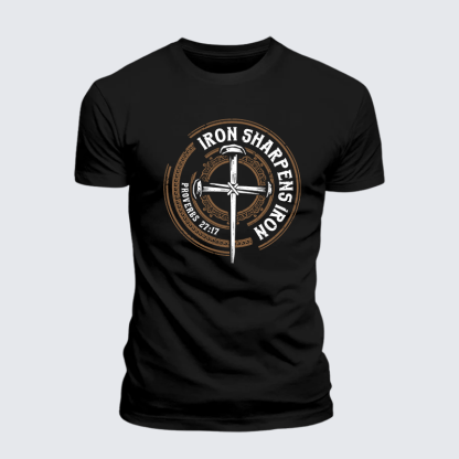 Iron Sharpens Iron - Proverbs 27:17 Jesus God Christian Cotton T-Shirt