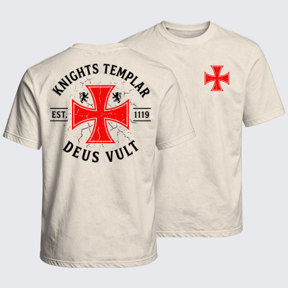 Washed T-Shirt - Knights Templar Deus Vult