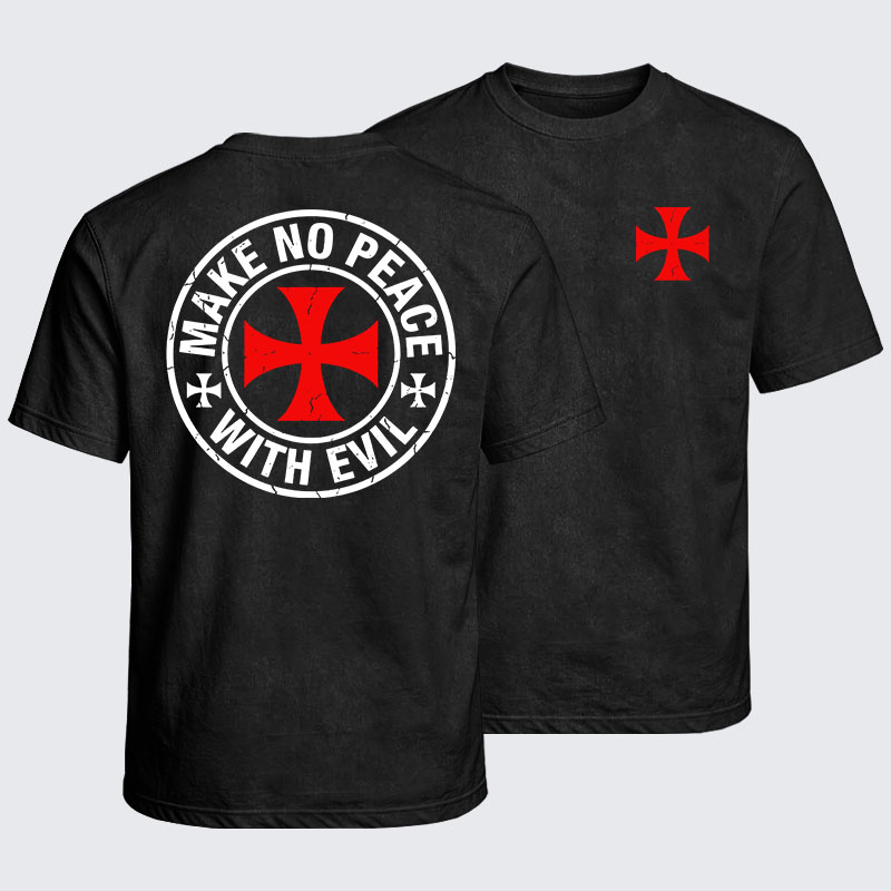 Washed T-Shirt - Make No Peace with Evil Knight Templar Cross