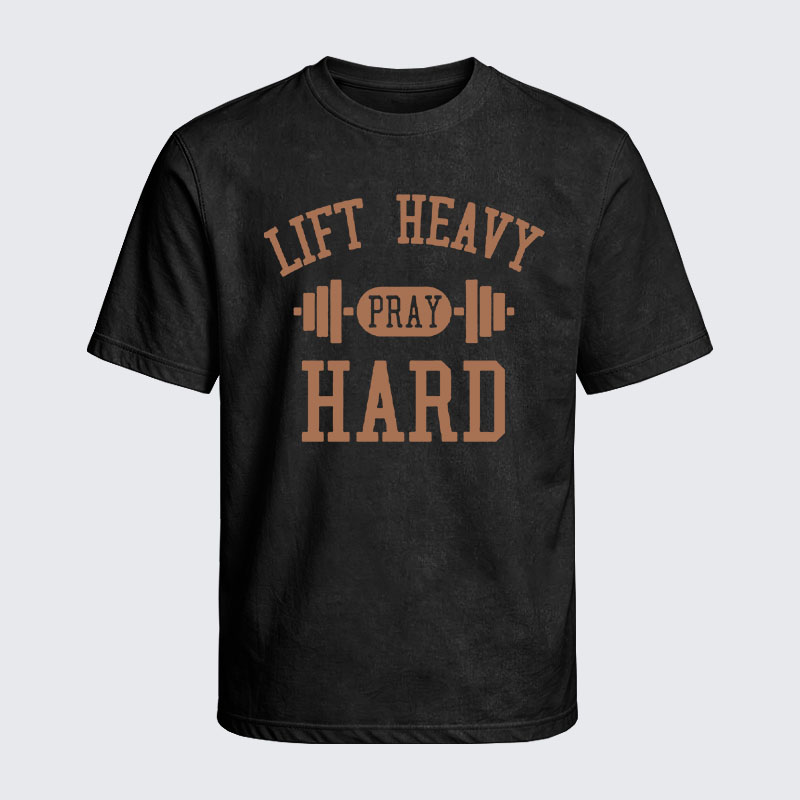 Washed T-Shirt - Lift Heavy Pray Hard