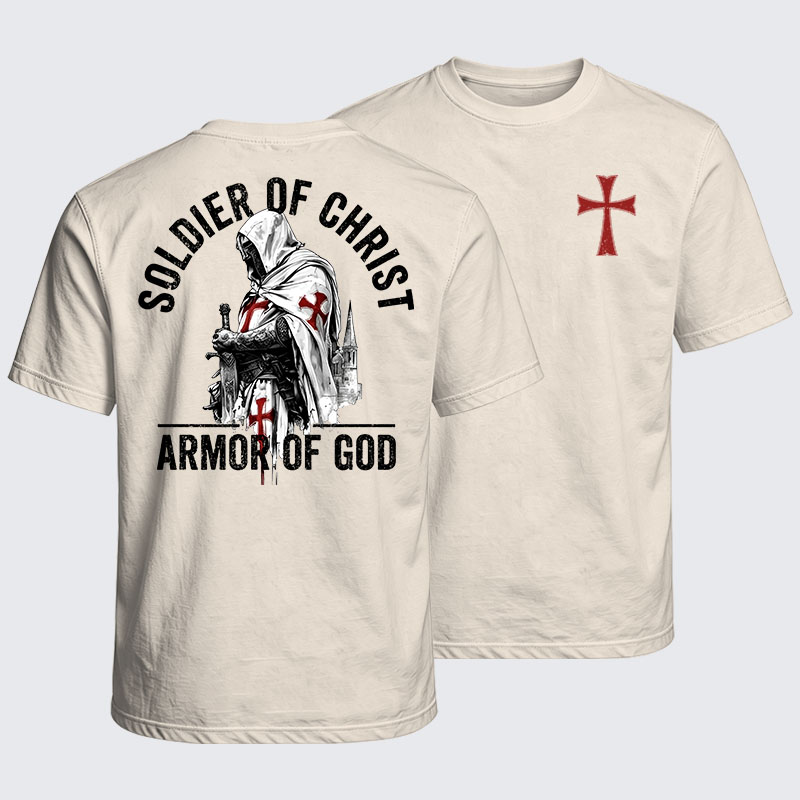 Washed T-Shirt - Soldier of Christ Armor Of God Crusader Spirit