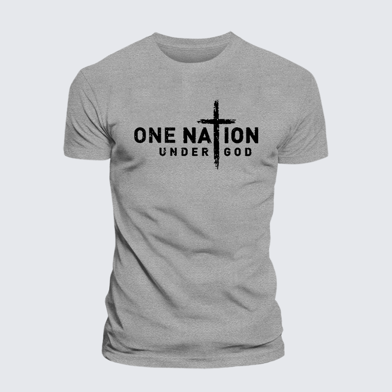 One Nation Under God Cross Jesus God Christian Cotton T-Shirt
